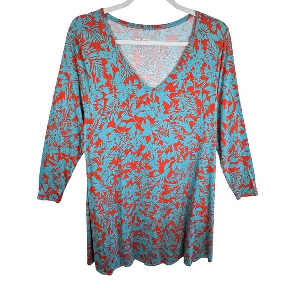 Soft Surroundings Cotton Modal Santiago Floral V-Neck Shift Dress Pockets Sz 3X - Picture 1 of 6